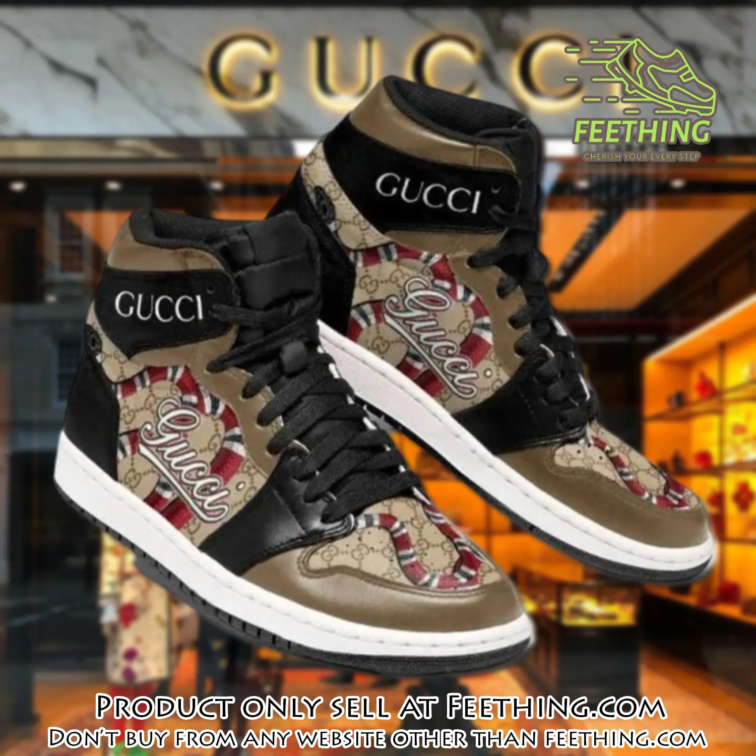 Gucci snake brown high air jordan sneaker shoes ft2932854
